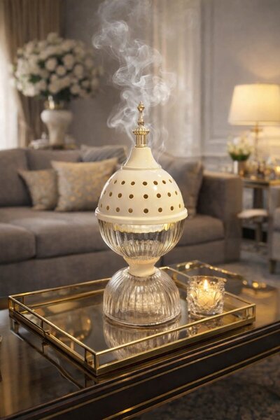 GENERAL Luxury Glass and Metal Incense Burner - Elegant Design for Home and G...