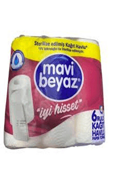 Home مناشف ورقية باللونين الأزرق والأبيض، 6 لفات