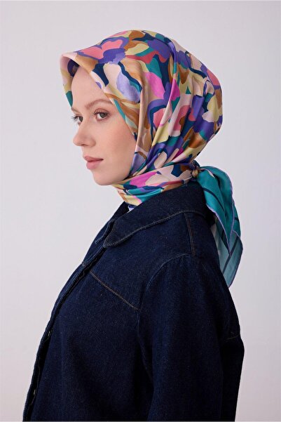 Belli Tivil Pure Silk Scarf IST 4312 - 36 Πράσινο Μέντα Σχέδιο Λουλουδιών