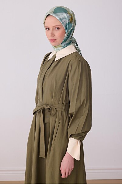 Belli Πράσινο μοτίβο λουλουδιών μέντας 100% μεταξωτό μαντήλι τουίλ 4303-03