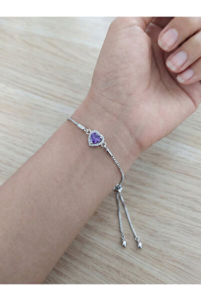 Ervalina Purple Stone Heart Women's Elevator Bracelet