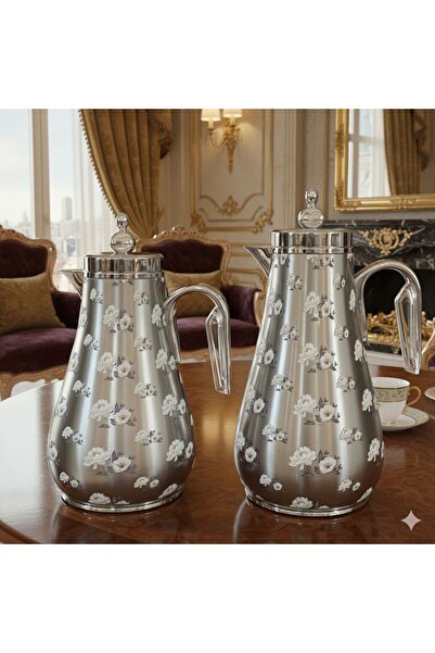 Louvre "Royal Flowers" silver thermos set with a classic design