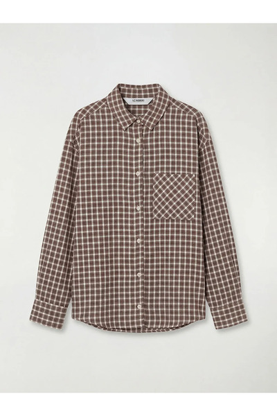 LC Waikiki Lcw Kids Brown Plaid Poplin Girl's Shirt