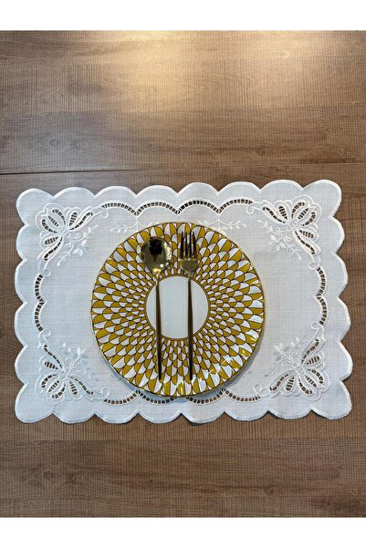 ZERNURA ÇEYİZ Kelebek Nakışlı Amerikan Servisi Supla