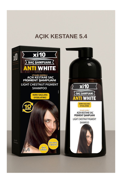 xi10 Beyaz Kapatıcı (Açık Kestane 5.4) Saç Beyaz Kapatan Hızlı Şampuan (Beyaz...