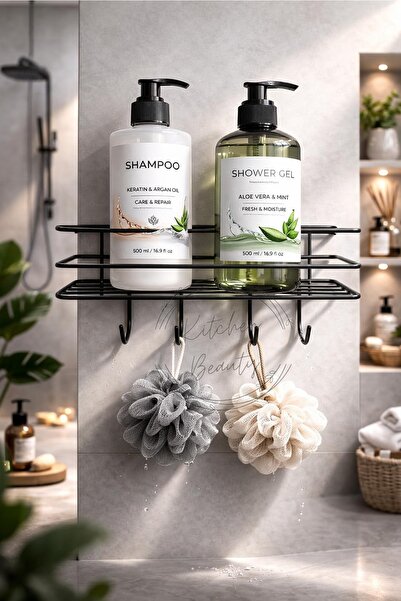 Kitchen Beauty Yapışkanlı Askılı Banyo Rafı Duş Şampuanlık Banyo Düzenleyici ...