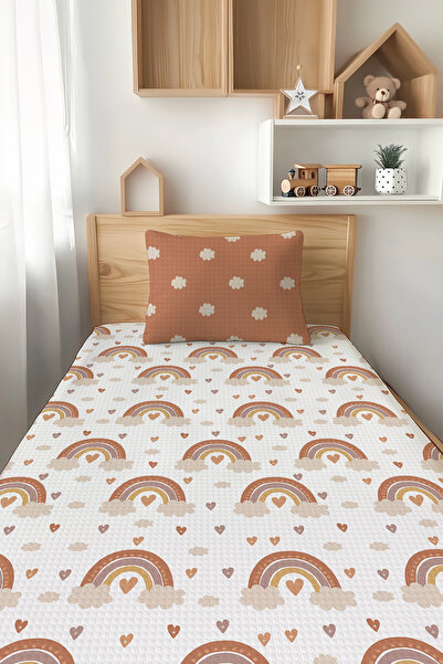 Talia Home Bohemian Pastel Rainbow Patterned Children Pique Bedspread Set Tla...