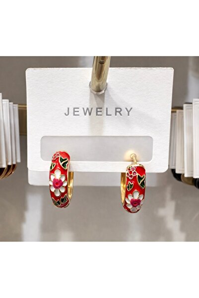 GLOW ACCESSORIES BAE Stainless Steel Floral Red Mini Hoop Earrings