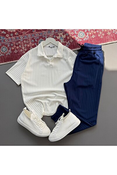 KONSEPT35 Men's Polo Collar Lycra Ottoman Fabric Lower and Upper Set