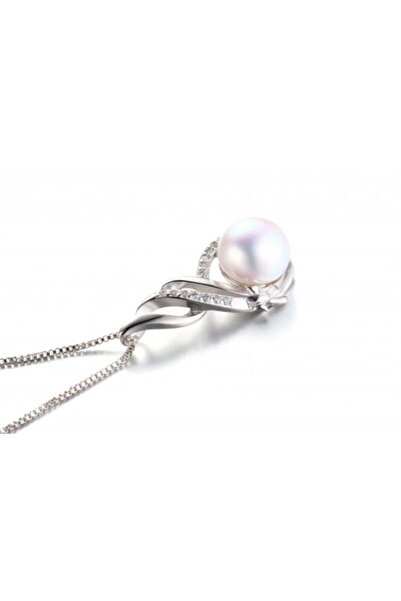 genernic Zircon Flame Necklace in Sterling Silver with Natural Pearl