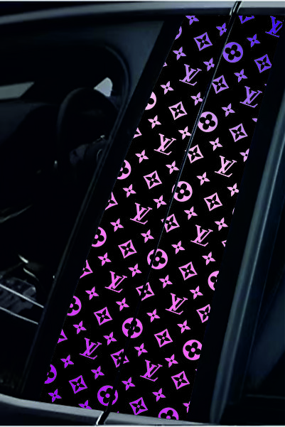 Bidolumatbaa Araç Hologramlı Kapı Direk Kaplama Degrade LV Mor Beyaz Logo ( 2...