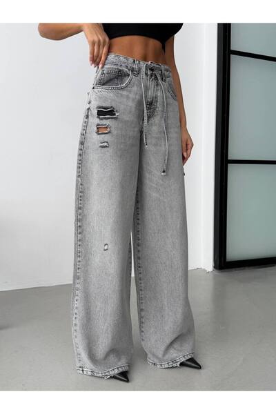 DENİKK Trend Special Design Wide Leg Jean Ripped Palazzo Pants-Custom Design ...