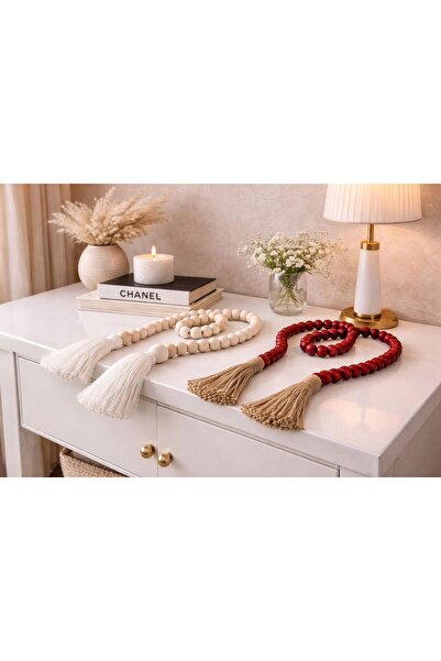 Rosina İkili Krem Ve Kırmızı Dekoratif Tespih