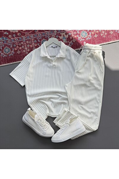 KONSEPT35 Men's Polo Collar Lycra Ottoman Fabric Lower and Upper Set