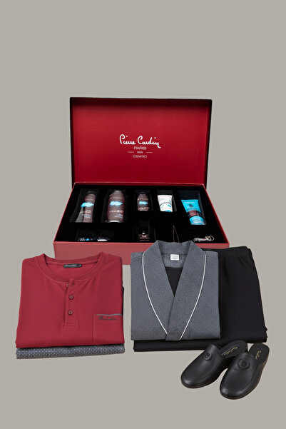 Pierre Cardin Damat Set Pijama Takımı Damat Terliği Çeyiz Seti
