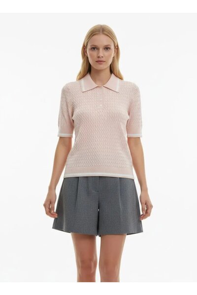 Park Karon Pulover tricotat pentru femei cu guler polo cu model 12175.Cpl