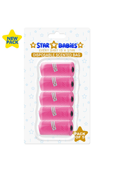 STAR BABiES Scented Nappy Bag Blister - Pack of 5/75 Bags - Pink