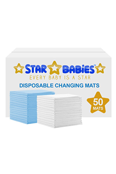 STAR BABiES عبوة من 50 حصائر تغيير حفاضات للاستخدام مرة واحدة - لون الخزامى/ا...