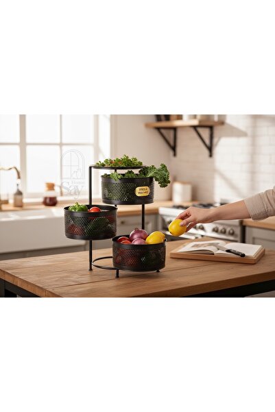 SAY HOME METAL 3 KATLI AÇILIR KAPANIR SEBZELİK (SİYAH)