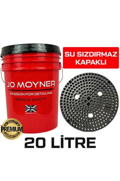 Jo Moyner Grid Guard Wash Bucket Kapaklı Oto Yıkama Kovası Grid Guard Kova Kapak Kırmızı 3lü