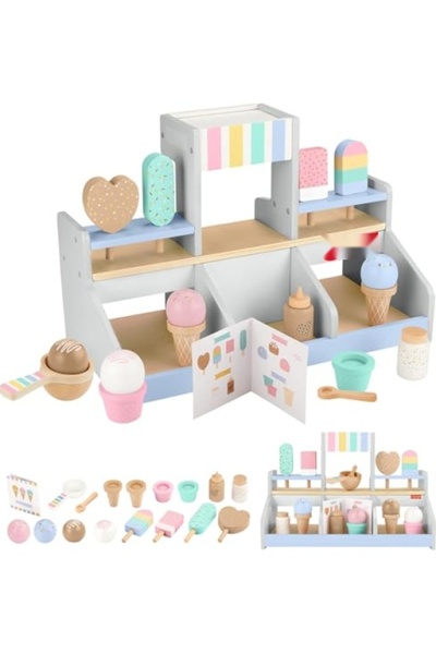 markentegra Ahşap Dondurma Dükkanı Oyun Seti, 18 Parça