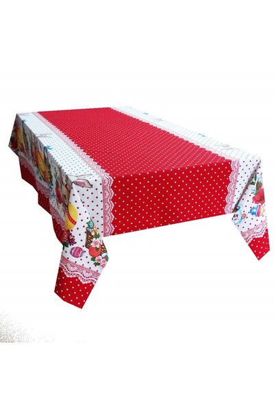 Mcf Cotton tablecloth - Easter, Bunny, polka dots, red, 4 people 110x150 cm