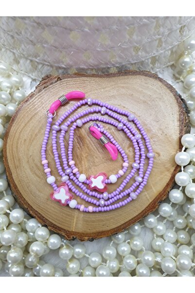 HAPPY HANDMADE سلسلة نظارات للأطفال على شكل فراشة وردية/حزام نظارات شمسية للب...