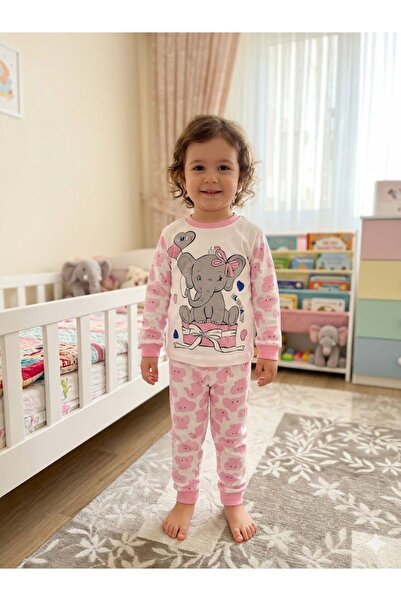 Yağmur Giyim Supermini Fil Patterned Girl's Pajama Set 4-6 Years 3185