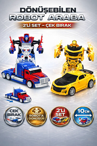 YILDIRIM OYUNCAK Transformable Transformers Robot Car Set of 2 10 cm |   Pull...