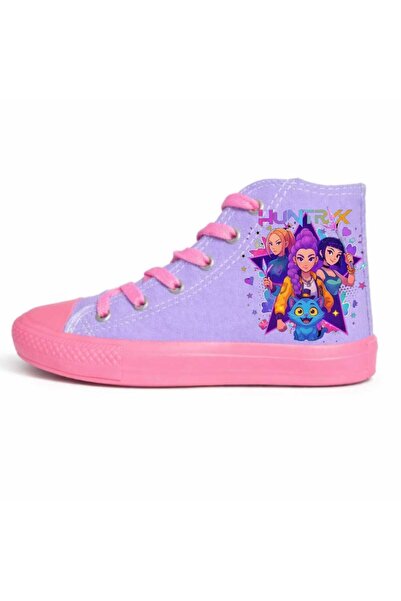 lias desing Детски маратонки от памук с лилаво-розова подметка и блестящ прин...