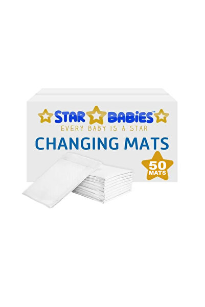STAR BABiES عبوة من 50 سجادة تغيير حفاضات للاستخدام مرة واحدة - أبيض
