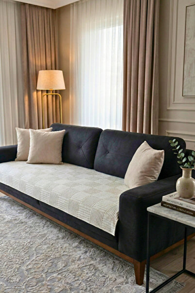 OTEXSA Protivklizni đon komad Prekrivač za sofu 100x200 cm krem reljefna Sa d...