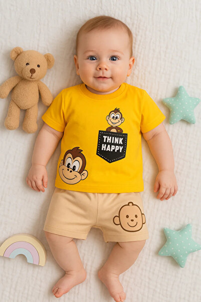 MiniElegans Babydonat Monkey Patterned 2-Piece Baby Boy Set