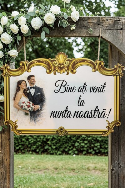 Bride Mansion Placuta Bine ati venit la nunta, Royale v2, 65x45 cm, MDF