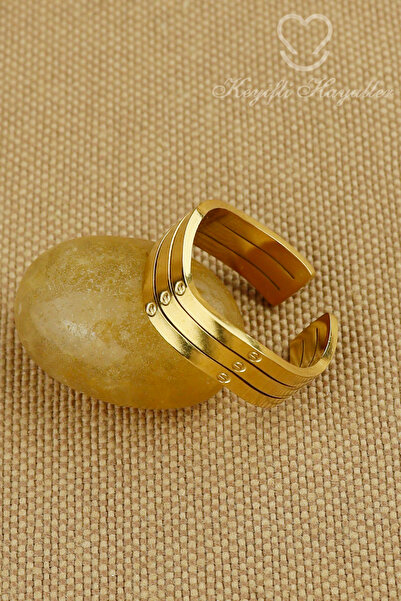 Keyifli Hayaller Steel Ring - Adjustable Steel 3 Row Model Gold Ring, Does No...