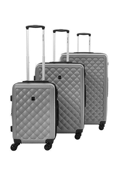 Generic Travel Plus Set of 3Pcs Abs Luggage Trolley Case Size 20 26 30 Inch Grey