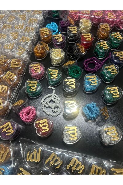 SHR 20 Adet Karışık Renk Kalpli Kutuda Tesbih – Hac Umre Mevlüt Hediyelik Set