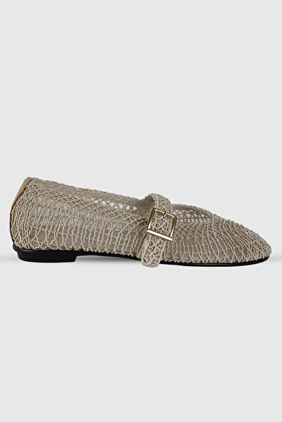 Modezya Alora beige braided Belt detail women's Ballet Flats