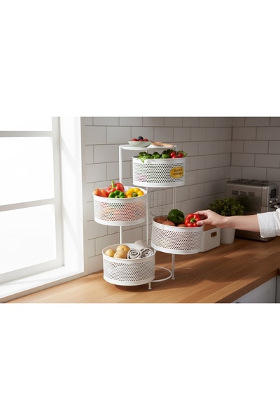 SAY HOME METAL 4 KATLI AÇILIR KAPANIR SEBZELİK (BEYAZ)