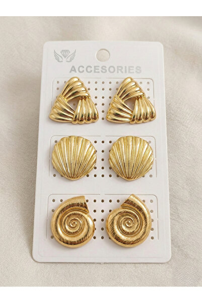 Ervalina 3 Pairs Minimal Figure Earring Set