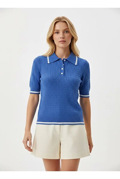 Park Karon Pulover tricotat pentru femei cu guler polo cu model 12175.Cpl