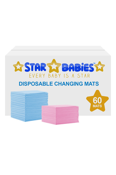 STAR BABiES عبوة من 60 حصائر تغيير حفاضات للاستخدام مرة واحدة، 40 زرقاء، 20 و...