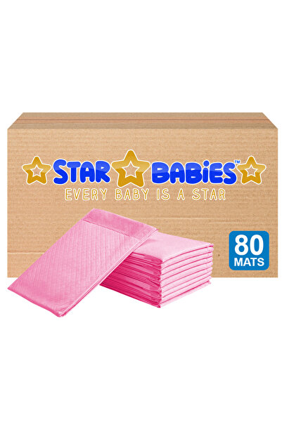 STAR BABiES عبوة من 80 حصائر تغيير حفاضات للاستخدام مرة واحدة - وردي