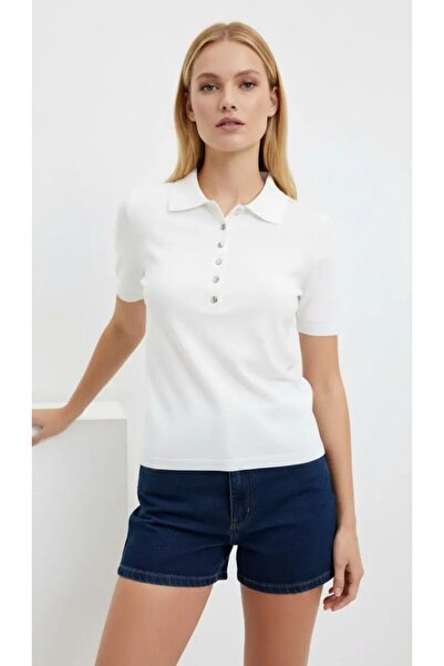 Park Karon Women's Polo Collar Snap Closure Knitwear Sweater 12435.Vrt