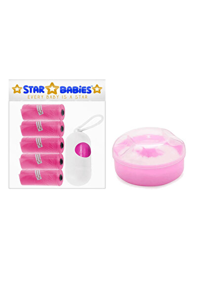 STAR BABiES حقيبة بودرة معطرة للاستخدام مرة واحدة، 5 قطع مع موزع - وردي