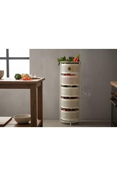 SAY HOME METAL 5 KATLI AÇILIR KAPANIR SEBZELİK (KREM)