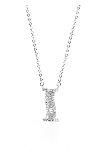 SPARKLES Crystal Letter I Pendant Chain 925 Silver