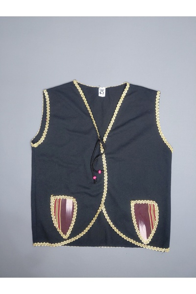 keşancım Girls' Combed Cotton Vest Gold Embroidered Pocket Gold