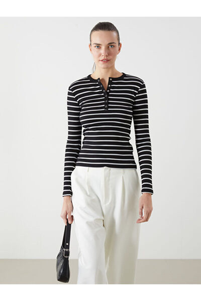 LC Waikiki Striped Women's Ribbed T-Shirt