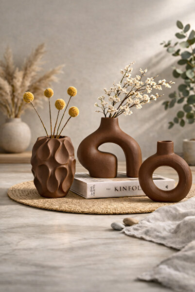 rufhomedesign 15 Cm 3 LÜ SET İskandinav Tarzı Bohem Vazo Pinterest Pampas Vaz...